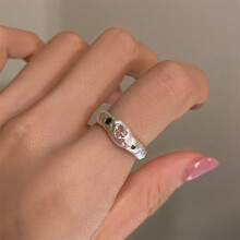 (J3305) Silver S925 Chic Bow And Heart Pearl Ring For Women Fashion Accessory Highend