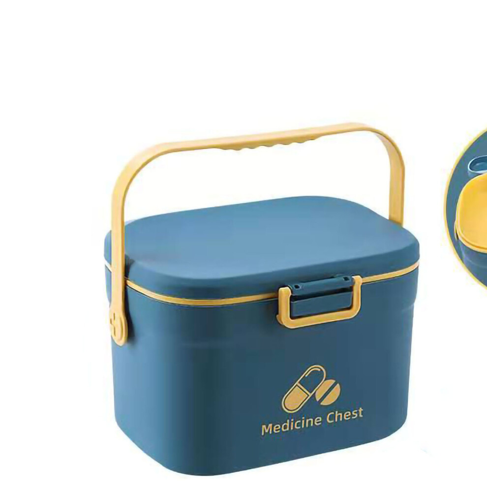 Blue 2-Layer Pp Pill Storage Case, Portable Medicine Box, 300G