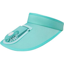 Sky Blue Sun Visor Hat with Rechargeable Fan, 300mAh, Adjustable, 21-23.5"