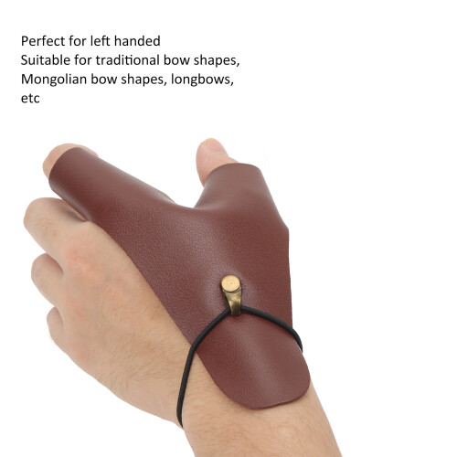 Archery Hand Guard: Adjustable Two-Finger Protector in Brown Leather 2