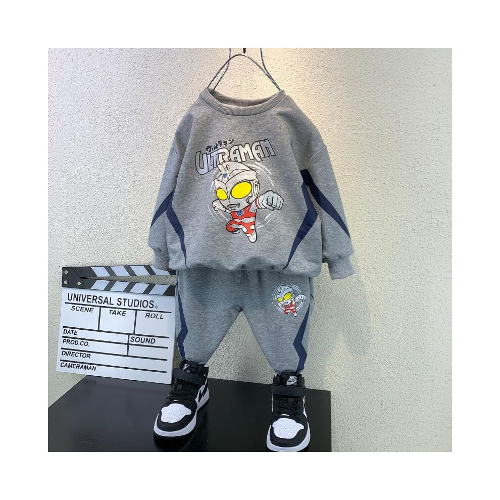 (Gray, 140cm) Cotton Ultraman Soft Themed Fall Outfit Set For Young Boys Ages Three To Years Eight Stylish-image-OPC-PJBM67M-NEW