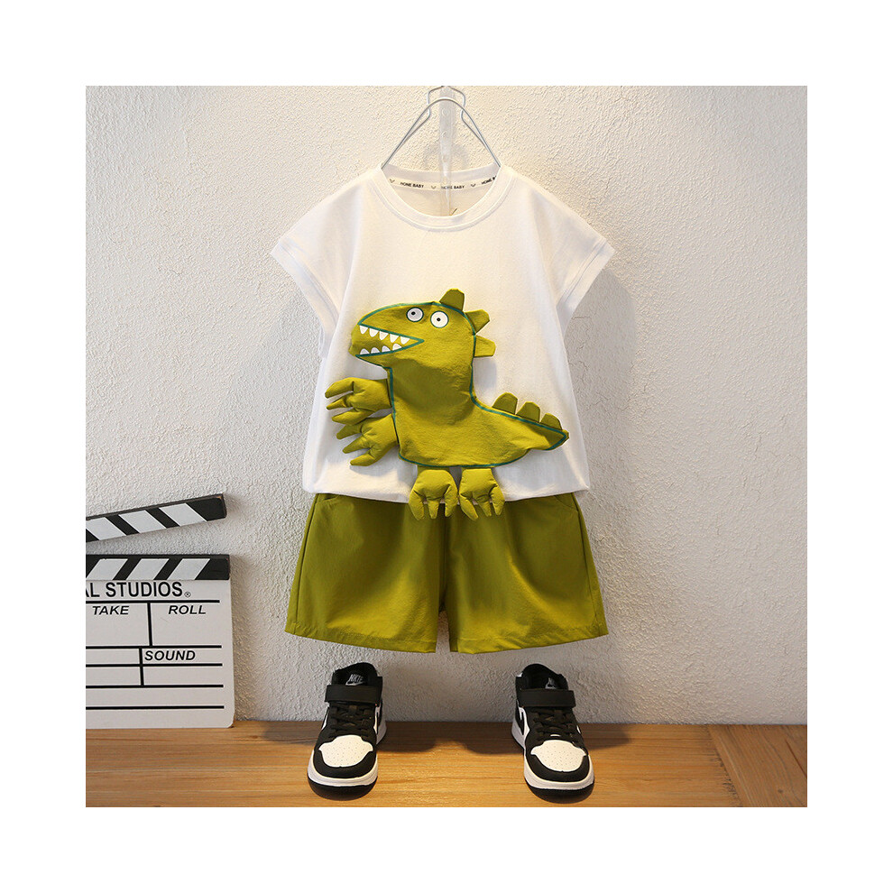 (White, 150cm) Summer Fashionable Boys Clothing Set Playful Cartoon Sleeveless Top And Breezy Shorts-image-OPC-PJBM6YP-NEW