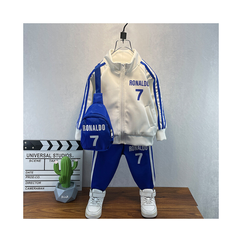 (Blue Bag, 110cm) Boys Trendy Autumn Apparel Set Soft Cotton Baseball Suit Stylish Two Piece Outfit For Children Aged 3 Years To 8-image-OPC-PJBM8FM-NEW
