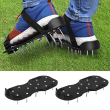Robust Lawn Spike Shoes with Metal Buckles Improve Lawn Health Black