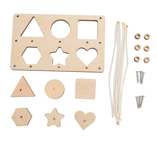 Rompecabezas de formas de madera - Tablero de clavijas para preescolar 1