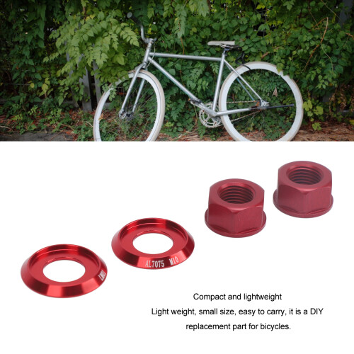 2 pezzi dado del mozzo in lega di alluminio per bicicletta M10xP1.0 rosso 2