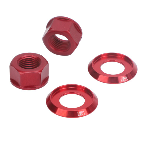2 pezzi dado del mozzo in lega di alluminio per bicicletta M10xP1.0 rosso 1