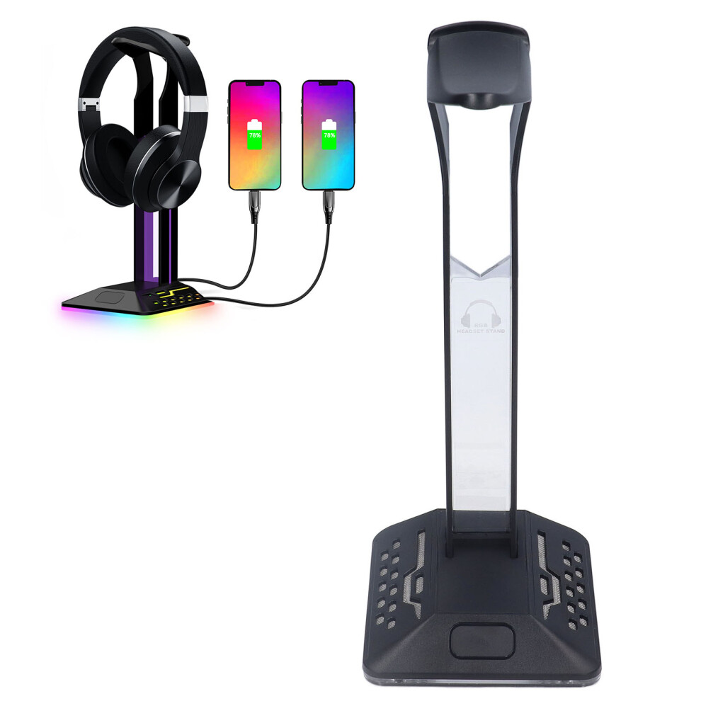 Rgb Headphone Stand With 2 Usb Ports Gaming Headset Holder For Desk Setup 3051332800186