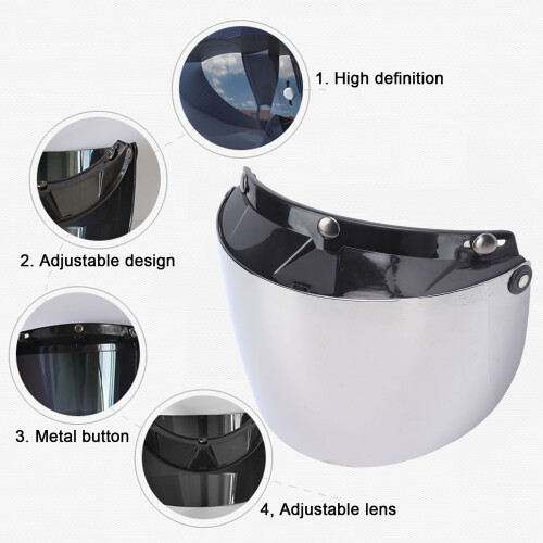 Removable Silver Helmet Visor Lens with Adjustable Fit and UV Protection 2