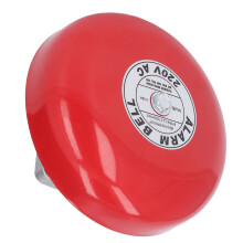 Electric Fire Alarm Bell 6in 95dB Red Metal 220V Accessory