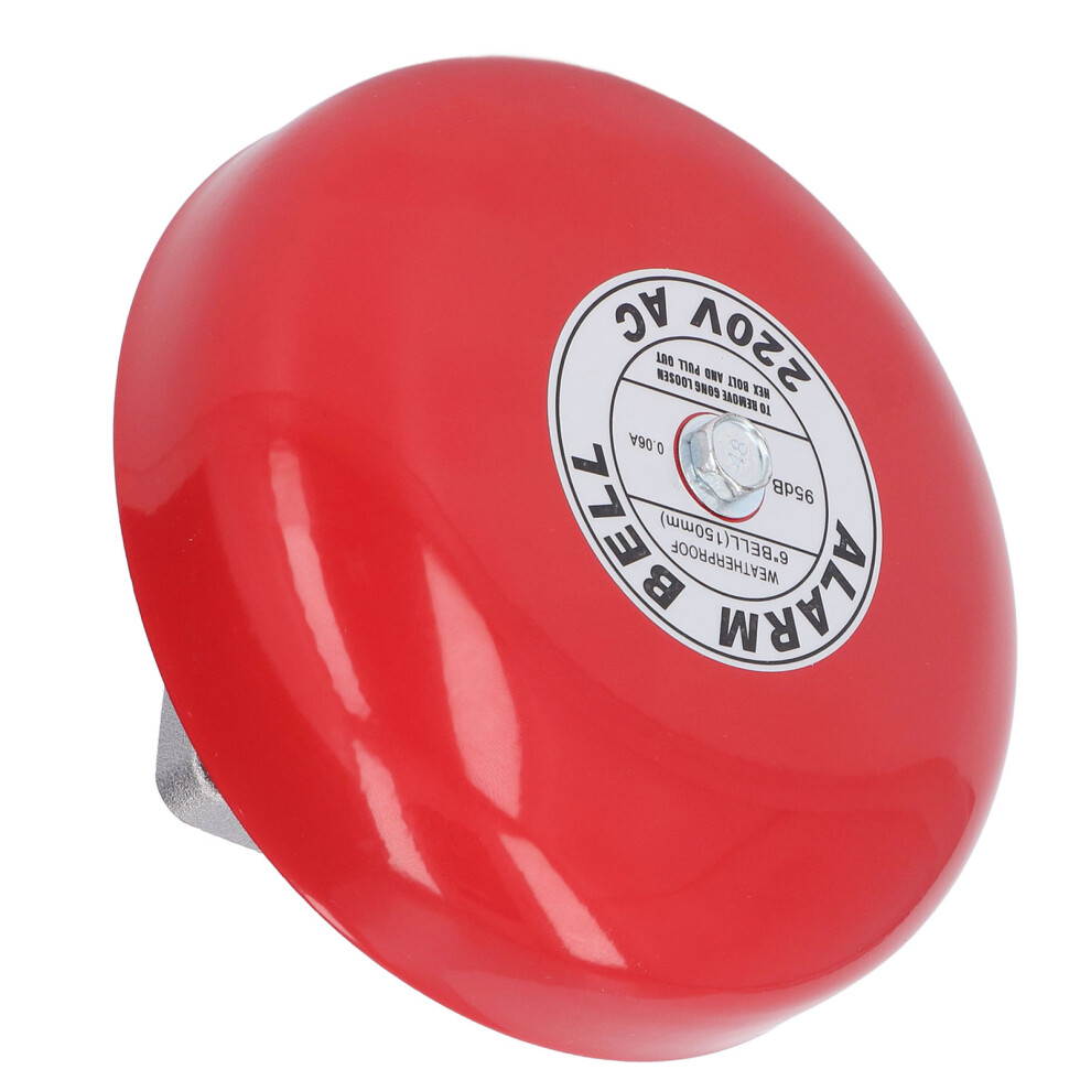 Electric Fire Alarm Bell 6In 95Db Red Metal 220V Accessory 8431332811071