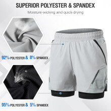 Shorts de running para hombre 2 en 1, de secado rápido, negro, S-XXL