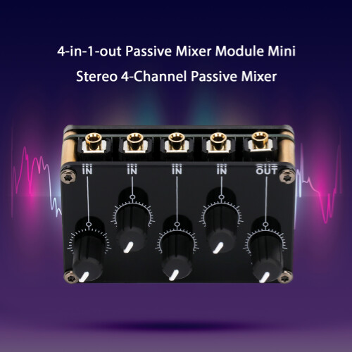Low-Noise Mini Passive Mixer – 4 Audio Inputs to 1 Output No Power Needed