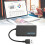 Hub USB 3.0 de 4 puertos, longitud de 14 cm, negro, compacto 14