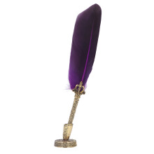 Pluma de plumilla de aleación de zinc, punta de 0,5 mm, púrpura, 28 11,5 cm