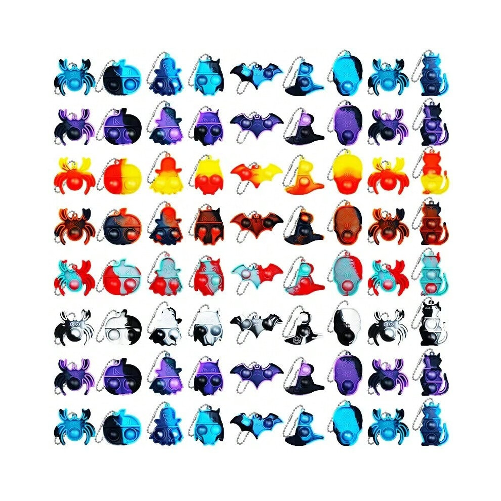 (mixed, 20pcs) 10/20Pcs Halloween Mini Pop Keychain Fidget Toys Pumpkin Spider Ornaments Kids Halloween Party Favors Supplies Adult Gifts-image-OPC-PJBMWW8-NEW