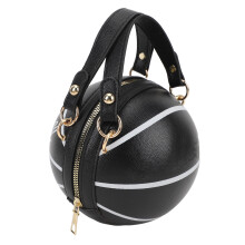 Damentasche Basketball Taschen Basketballförmige Handtasche Messenger Schultertasche Ein Schultertasche für Schule Einkaufen Reisen Schwarz