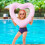 Heart Shaped Inflatable Pool Float Ring 45cm Pink, Tear-Resistant PVC 16