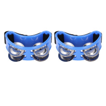 2 pezzi pedale per tamburello da piede percussione blu 4x10x6cm