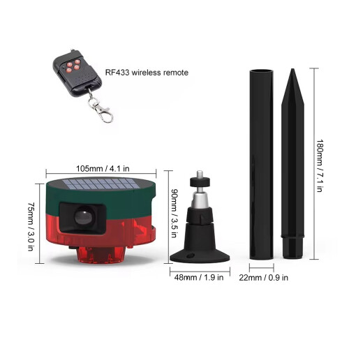 Luce d'allarme solare per esterni 1200mAh 3.7V Rosso 360 1