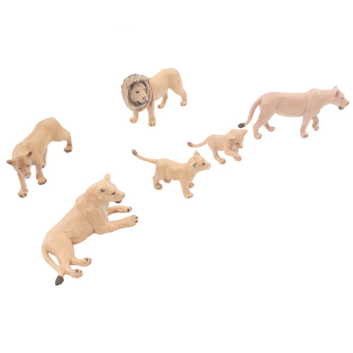 Conjunto de 6 modelos de leones - figuras de vinilo en miniatura