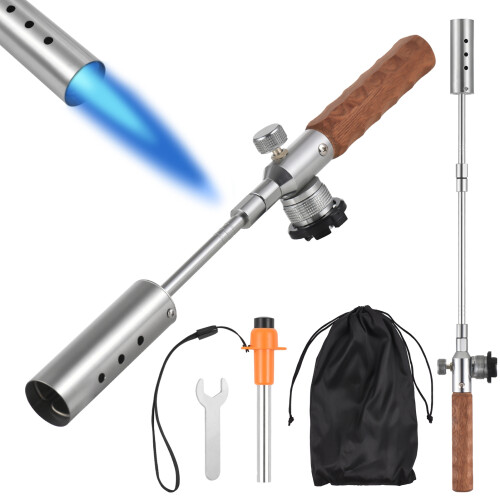 Adjustable Propane Weed Torch with Flame Control, 58cm Stainless Steel, Black 2