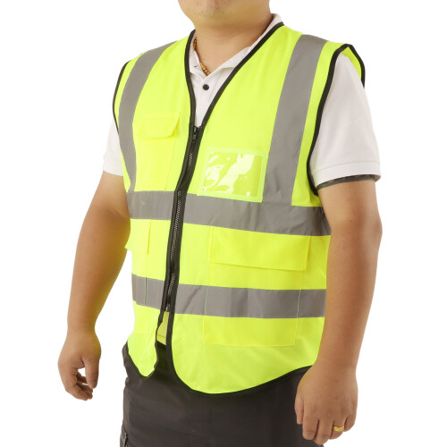 Work Safety Vest with Reflective Strips and Pocket Polyester M