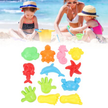 Set di 12 stampi per sabbia in ABS – Borsa da spiaggia multicolore