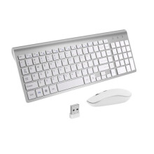 Wireless keyboard and mouse combo, slim design, PC/Windows, white