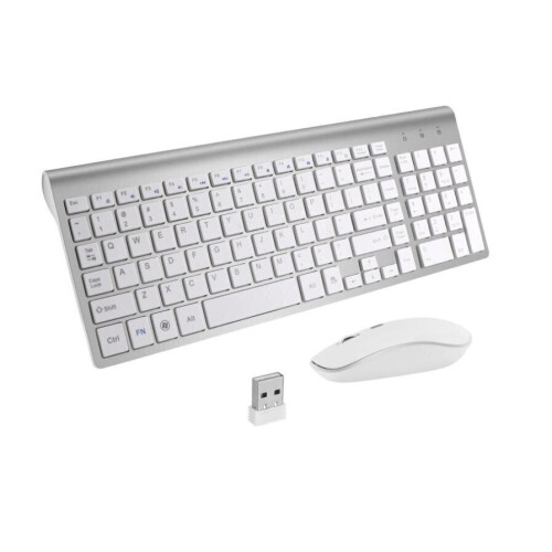 Wireless keyboard and mouse combo, slim design, PC/Windows, white