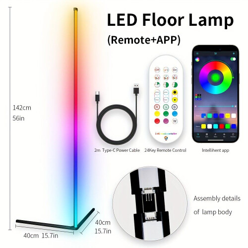 LED-sfeerverlichting 1,42 m, USB-aansluiting en muziekaansluiting.