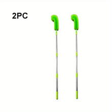 Uitschuifbare dakgootborstel met handvat zonder elektriciteit. Groen - 2 stuks.