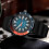 Rotating Bezel Automatic Watch for Men Black Orange Luminescent Date Waterproof 6