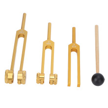 Healing Sound Tuning Forks 3 Pcs 128/256/512Hz Aluminium Alloy with Hammer Gold