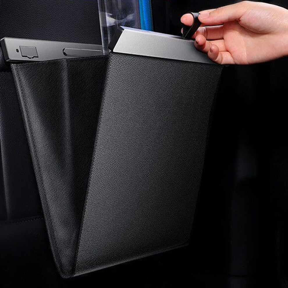 Foldable Leather Car Trash Can 275X260mm Waterproof Organizer Black 3431332863112