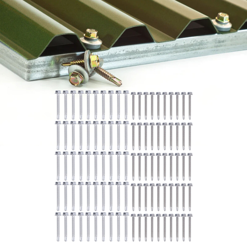 100Pcs Stainless Steel Hex Washer Screws 4.2X38mm & 4.8X38mm 9441332866642