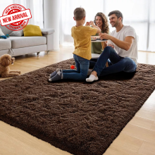 (120 x 170 cm (4ft x 5ft 6in), Brown) Xtra Large Area Rugs Nonslip Soft Shaggy Fluffy Rug Livingroom Bedroom Lounge Carpets