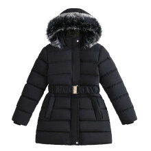 (Black, 4-5Years) Kids Girls' Coat Fur Hooded Parka Jacket Warm Long