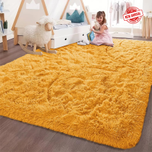 (160 x 230 cm (5ft 3in x 7ft 6in), Ochre Yellow) Xtra Large Area Rugs Nonslip Soft Shaggy Fluffy Rug Livingroom Bedroom Lounge Carpets