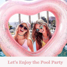 Heart-shaped inflatable pool mattress, 2 pcs inflatable pool mattresses for children and adults
