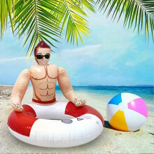 Opblaasbare Muscle Men zwemringen, waterdicht, met bekerhouder voor kinderen, tieners en volwassenen