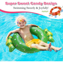Inflatable Candy Shaped Swim Rings, 2 Pcs Summer Swimming Floats for Kids, Water Parties, Beach Fun