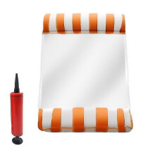 Oranje en wit opblaasbed, drijvend zwemmatras voor poolparty's
