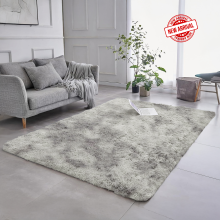(160 x 230 cm (5ft 3in x 7ft 6in), Silver Light Grey Tye Dye) Xtra Large Area Rugs Nonslip Soft Shaggy Fluffy Rug Livingroom Bedroom Lounge Carpets