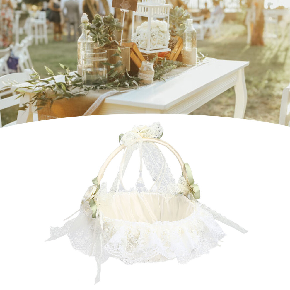 Beautiful Lace-Edged White Flower Basket with Ample Capacity for Weddings-image-OPC-PJBNHF7-NEW
