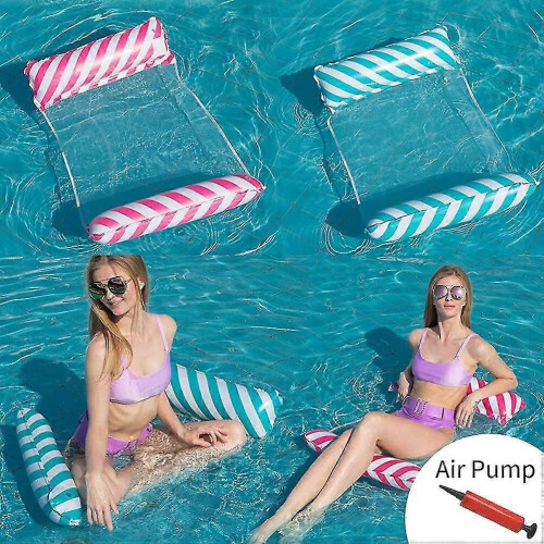 2 inflatable swimming mattresses with hand pump and hammocks