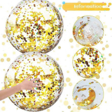 5 Sparkly Inflatable Beach Balls for Pool Parties, Summer Floating Confetti Balls for Kids and