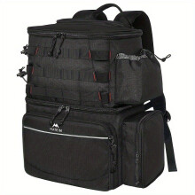 Angelrucksack mit Kühltasche, große Sporttasche, schwarz