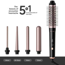 Wavytalk 5-in-1 Lockenstab, Lockenstab-Set mit Lockenbürste und 4 austauschbaren Keramik-Lockenstäben