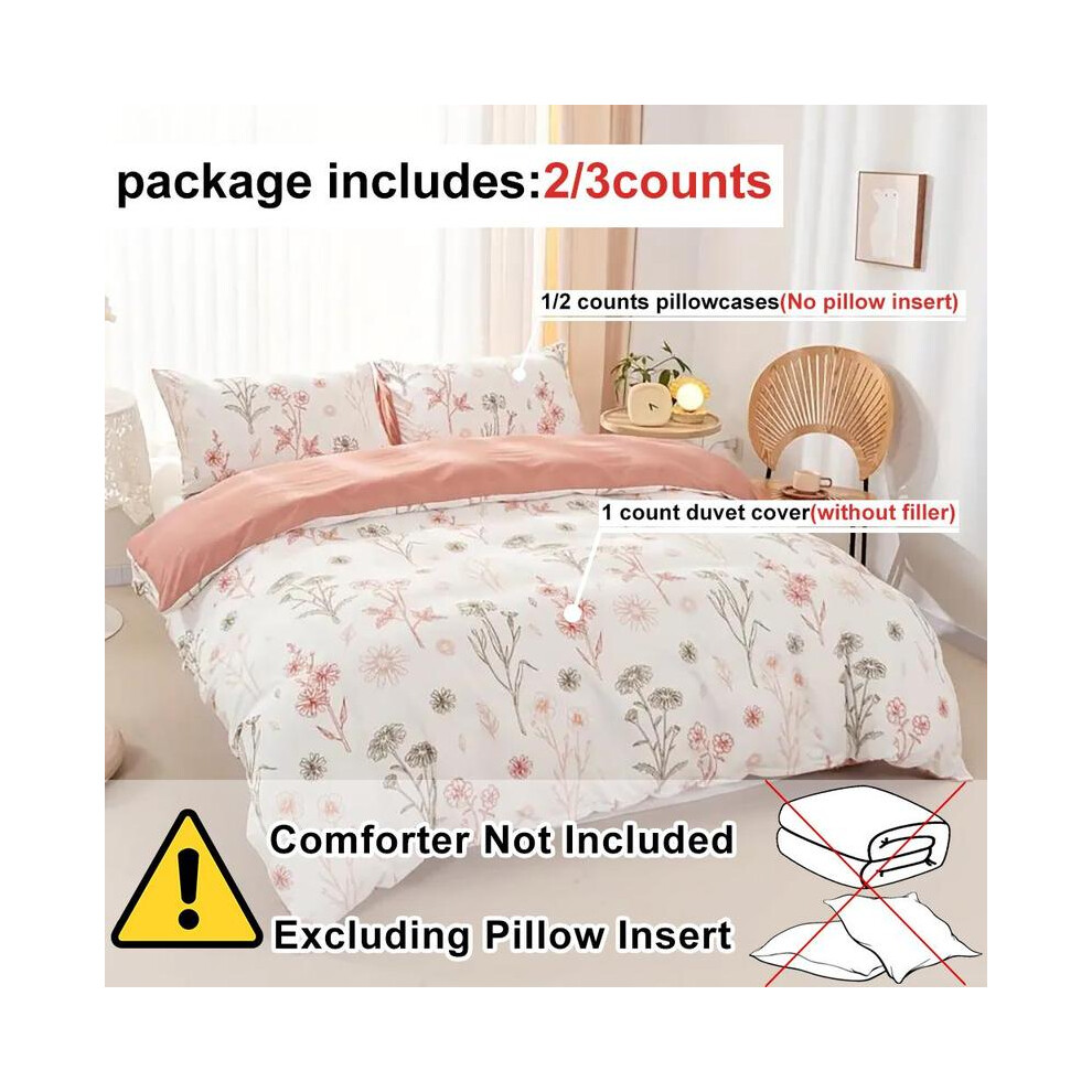 (Flower dance, EU-Double:1Duvet Cover+2Pillowcases) Floral Print Bedding Set, Including Duvet Cover & Pillowcase without Filler, Soft Lightweight Bedd-image-OPC-PJBNQQ9-NEW
